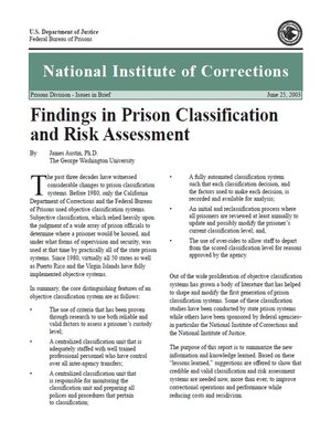 cover image of Findings in Prison Classification and Risk Assessment